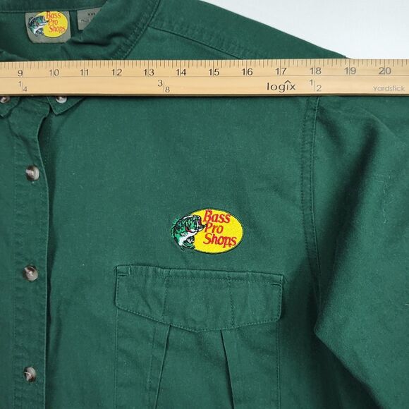 Bass Pro Shops Button-Up Shirt Men's XXL Green Embroidered Logo Long Slvs - Picture 4 of 9